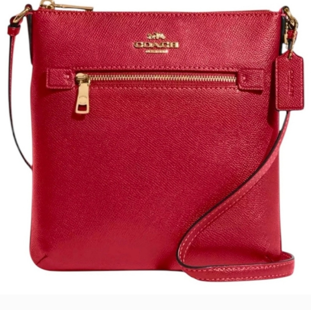 Coach NEW 1941 Red Crossgrain Leather Mini Rowan File Convertible Crossbody.